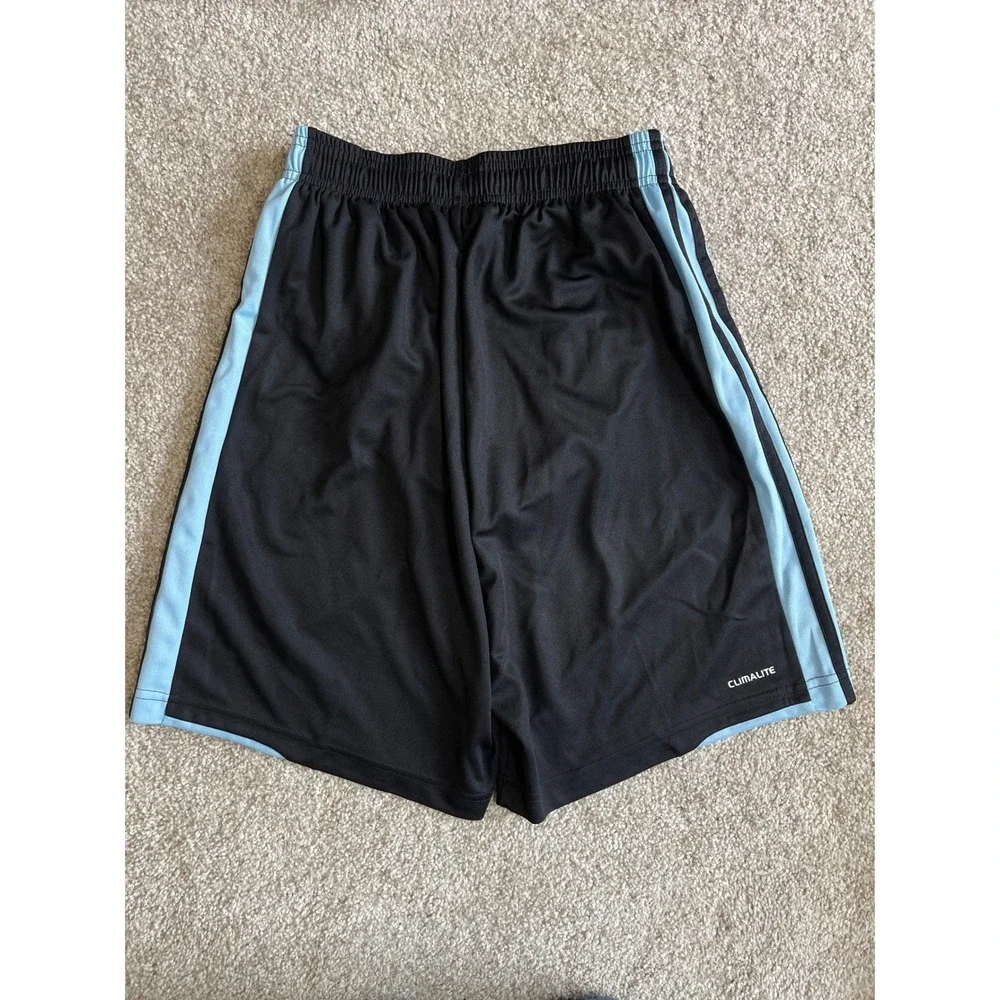 Adidas Performance Climalite Soccer Shorts Lined Black Blue Youth XL